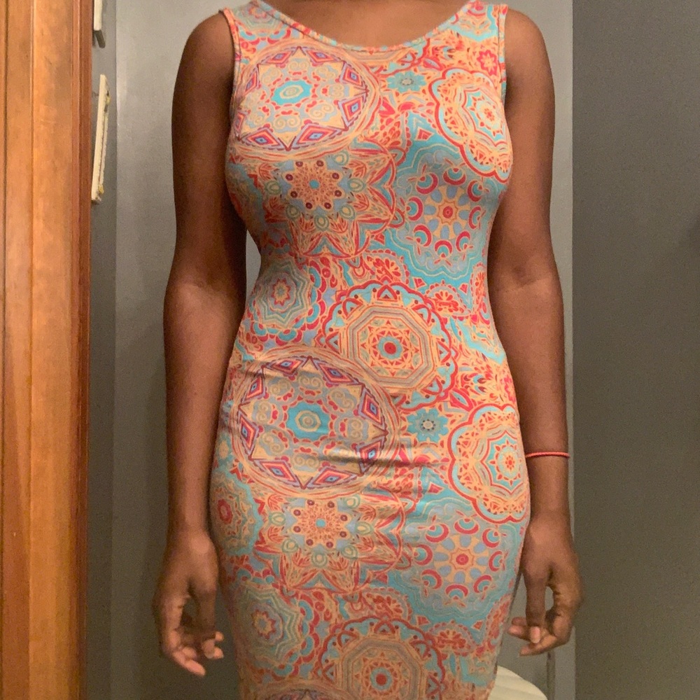 Bodycon Mosaic Patterned Midi Dress
